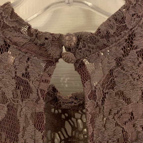 Free People Purple Lace and Swiss Dot Blouse - Picture 5 of 6